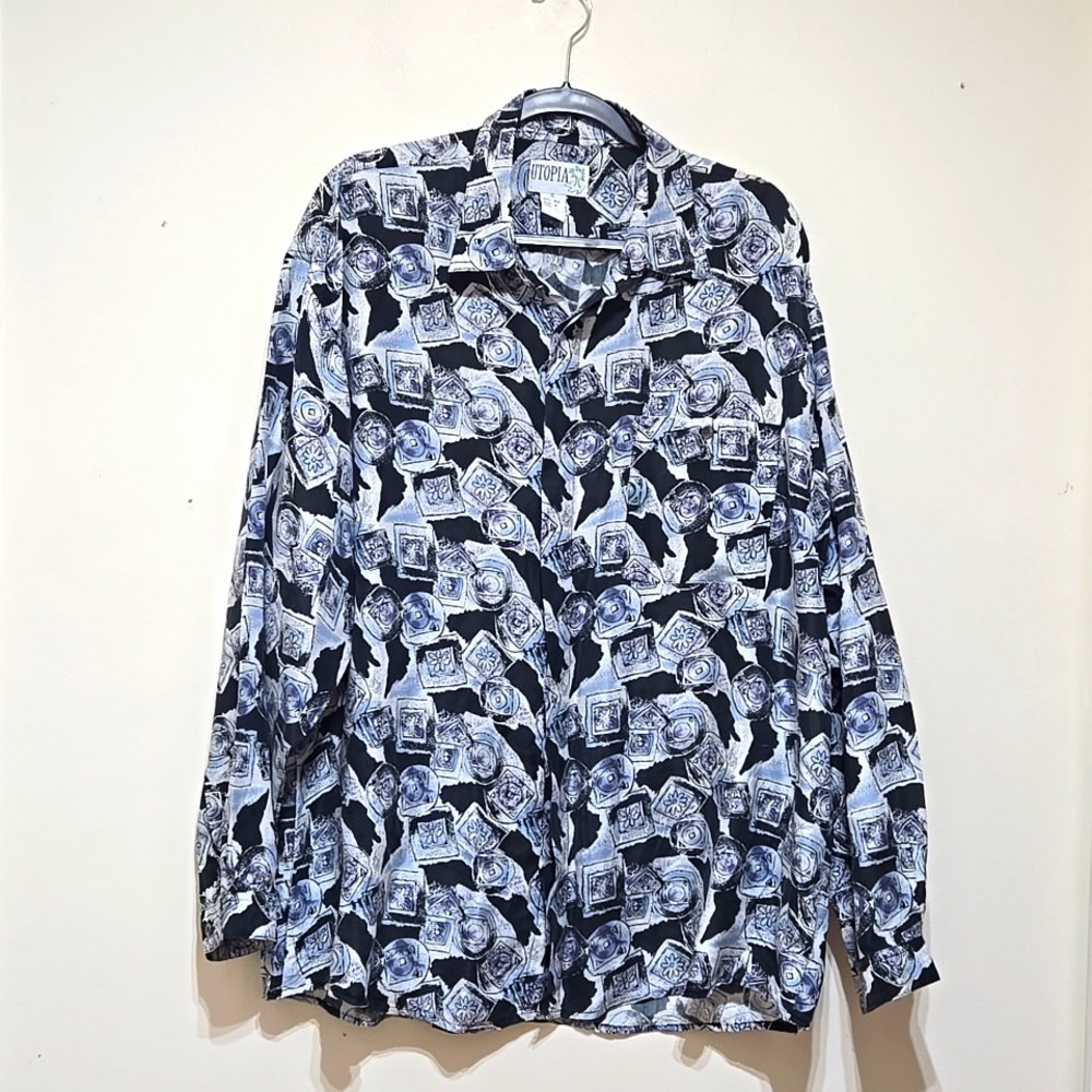 Utopia Men's Silk Button Down Long Sleeve Shirt